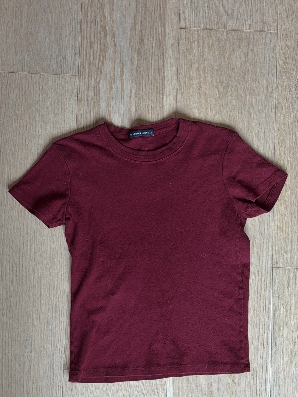 Brandy Melville Burgundy Short Sleeve Crewneck Tee